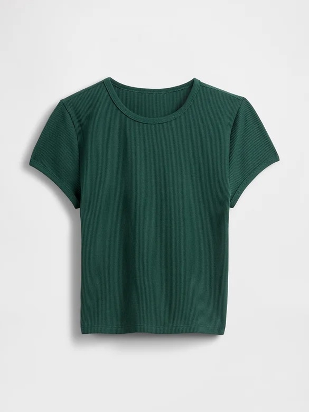GAP Ribbed Crewneck Short Sleeve Top - Forest Green